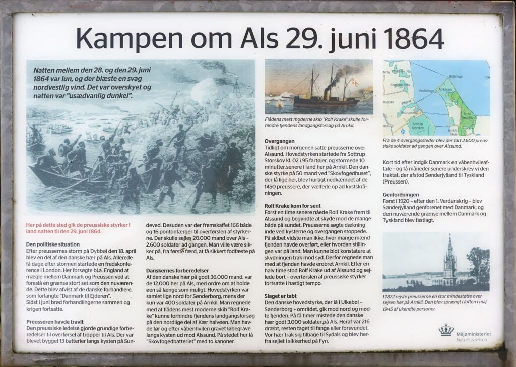 Landgangen på Als 1864 /  The landing on Als 1864, (Naturstyrelsen)